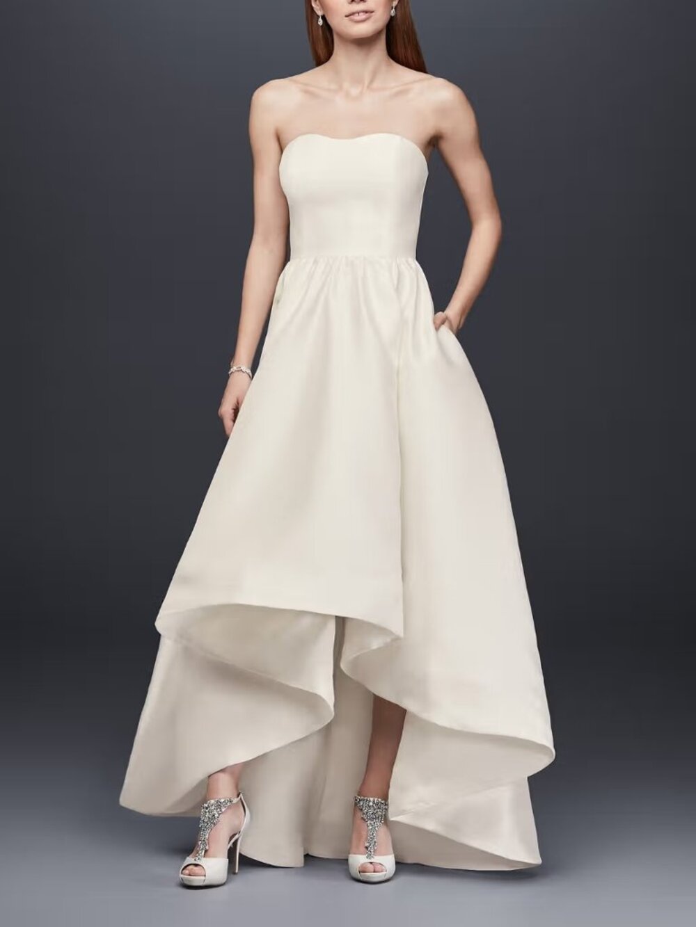 NWT DB Studio Mikado High-Low Wedding Dress Size 8 SDWG0576